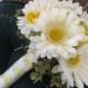Spring gerbera daisy wedding bouquet in white and yellow, bridal bouquet
