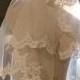 Ivory embroidered Alencon lace Bridal fingertip Length Veil Mantilla with Beaded Wedding hair accessories piece