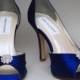 SALE Wedding Shoes -- Sapphire Blue Heels with Rhinestone Adornment - Choose Your Own Color!