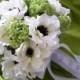 Silk Bouquet of Cream/white Anemones and Lime Green Snowball Bridal Wedding Bouquet
