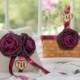 Rustic Wood flower Girl Basket and Burlap Ring Bearer Pillow Set  burgundy silk flowers Customize with your wedding colors