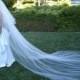 Two Tier Cathedral Length 120 inches long Bridal Veil, Plain Cut in Ivory or White - READY TO SHIP in 3-5 Days