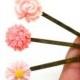 Pretty in Pink Set of Three Resin Cabochon Flower Bobby Pins, Resin Cabochon, Flower Bobby Pins, Hair Accessory