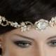 Wedding Hair Accessory Gold Forehead Band Vintage Headband Swarovski Rhinestone Halo Headpiece RYAN
