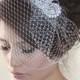 Wedding Birdcage Veil with Crystal rhinestone brooch VI01 - ready to ship