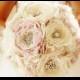 Fabric Brooch Bouquet,  Bridal Bouquet, Fabric Flower Bouquet,  Handmade Bridal Bouquet,  Vintage Wedding,  Custom Colors