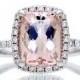 18K White Gold 9x7 Cushion Cut Diamond Halo Morganite Engagement Ring Wedding Anniversary Ring