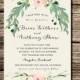 Printable Wedding Invitation Ivory Watercolor Floral Wreath Invite -  DIY Printable Wedding Invite