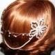 Bridal Comb Hair Chain, Pearl Chain Headpiece, Bridal Hair Chain, Rhinestone Wedding Hair Chain, Flower Comb Head Piece, Comb Hair Chain