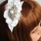 Silk Flower Bridal Headband - Flower Alice Band - Bridal Accessories - Rhinestone Bridal Headpiece - TIFFANY