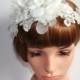 Bridal Headband - Wedding Accessory - Silk Flower and Rhinestone Bridal Headband