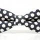 White polka dot on Gray Bow Tie for Boys, Toddlers, Baby - Pre-tied bowtie - ring bearer, wedding day, photo prop, church