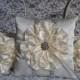 2 Ivory Flower Girl Baskets / Matching Ring Bearer Pillow / Rhinestone Mesh Handle Trim / Bling Flower Girl Basket / Bling Ring Pillow