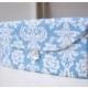 Shabby Chic clutch, Bridesmaid Gift, Bridesmaid Clutch, blue white, Wedding Favor, Shabby Chic gift, for her, cosmetic bag, damask, bridal