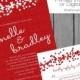 Red confetti wedding invitation, engagement party invite, reception only invite, vow renewal, any color, valentine