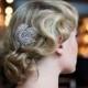 Feather hair comb - Wedding hair accessory - Crystal Comb- 1930s wedding - Vintage weddding -1930s Evening dress