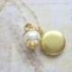 Tiny Locket Necklace, Vintage Pearl, 14k Gold Filled Chain, Brass, Minimalist Necklace, Wedding Jewelry, Bridal Jewelry, Bridesmaid, Romance