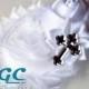Bright White Cross Shabby Flower Hair Accessory - Wedding, Flower Girl, Confirmation, First Communion - You Choose Hair Clip or Headband