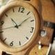 SALE Personalizable Minimalist Bamboo Wooden Watch with Genuine Leather Strap ,mens watch, groomsmen gift, wood watch, men's watc