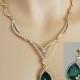 Green Rhinestone Necklace, Emerald Jewelry Set,  Green Bridal Jewelry, Green Bridesmaid Jewelry Set