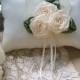 Wedding  Ring Bearer Pillow AMBER ROSE Available in Ivory or white