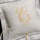 Monogram Ring Bearer Pillow Embroidered with initial and wedding date, wedding ring pillow, Style 5827