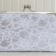 Bridal Silk And Lace Clutch Silver/White,Bridal Accessories,Wedding Clutch,Bridal Clutch,Bridesmaid Clutches