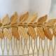 Gold Leaf Hair Comb. Leaf Headpiece, Wedding Hair Accessory, Woodland Hair Accessory, Gold Brass Leaf Branch Hair Comb