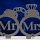 Wedding Cake Topper Mr and Mrs inside handcuffs with diamond