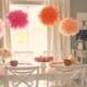 12 Tissue  Pom Poms -Home Decor- Wedding Decor -It's A Girl-Summer Wedding- Girl Baptism - Chic Decor  - Orange and pink wedding