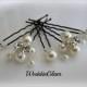 White Ivory Pearl Clip, Bridal Hair Pins, Wedding Hair Accessories, Swarovski Pearl Wedding Hair clips, Set of 5 Hair Pin, Floral Hair Pins