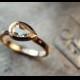 White Diamond Engagement Ring - Pear Shaped White Diamond in 14k Rose Gold Ring