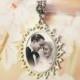 CUSTOM Ivory Memorial Wedding Bouquet Photo Charm #22 -  Oval Cream - Off White - Shabby Chic French Cottage