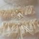 Wedding Garter Set - Ivory Garters with Beautiful Ivory Raschel Lace
