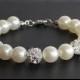 Pearl bracelet Bridesmaid bracelet wedding bracelet with rhinestones wedding gift bridesmaid gift bridal jewelry ivory pearl white pearl