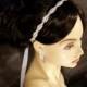Bridal Headband Headpiece Rhinestone Ribbon White Ivory Gray Black Tie On Oval Beaded Wedding Bohemian Best Seller Audrey 1