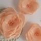 Peach flower in handmade, Bridal hair dress shoe accessory, Bridesmaids, Weddings, Hair clip, Shoe clip, Brooch, Flower girls, Set 3, Gift
