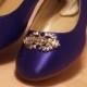 Wedding Flat Shoes Purple with Brooch -  Deep Purple flats plus 200 colors