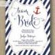 Team Bride Bachelorette Party Invitation Navy & Red Anchor Gold Glitter Bridal Lingerie FREE PRIORITY SHIPPING or DiY Printable - Jaclyn