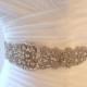 SALE 20% off.  Bridal beaded luxury crystal applique ribbon sash.  Wedding couture pearl rhinestone belt.  CHANTELLE