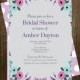 Rustic bridal shower invitations- cottage chic purple and aqua watercolor flower wedding shower printable file