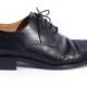 Black DERBY Dress Shoes . Vintage Mens Leather 90s CLace Up Brogues OXFORD Cap-toe Prom Wedding Urban Smart Casual Classy  . Eur 43 USA 9
