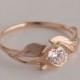 Leaves Engagement Ring No. 6 - 14K Rose Gold engagement ring, engagement ring, leaf ring, antique, art nouveau, vintage, diamond ring