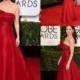 New Arrival Catherine Zeta-Jones 2015 Evening Dresses Celebrity Red Carpet Dresses 72th Golden Globe Award Red Strapless Satin Party Ball, $88.7 