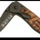 Custom Engraved Black Blade Wood Inlay Knife - pocket knife with wood handle - groomsmen gift, birthday gift