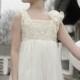Cream Crochet Lace Girl's Dress and headband/Wedding/Flower girl dress
