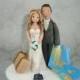 Customized Bride & Groom Travel Theme Wedding Cake Topper