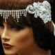 Wedding Headpiece,Forehead Chain Bridal Headpiece,1920s Flapper Headpiece,Lace Couture Headpiece, White Wedding Headpiece by Ayansi