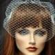 Birdcage Veil, Bandeau Style Veil, Wedding Veil, Bridal Comb Veil, 9 Inches Veil, Rhinestone Comb Veil, 1920s Veil