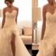 2015 New Arrival Yasmine Yeya Sexy Split Front Mermaid Wedding Dresses Sweetheart Organza Bridal Gown Chapel Train Garden Wedding Dress, $141.37 